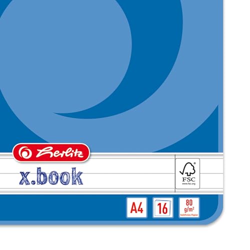 Herlitz Schulheft x.book A4, liniert, beidseitiger Rand, Lineatur 27, 16 Blatt, 10 Stück