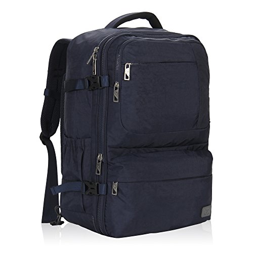 Hynes Eagle 44L Carry on Backpack Travel Weekender Duffel Pack Flight Approved Compression Cabin Laptop Bag for 17 inches Dark Blue