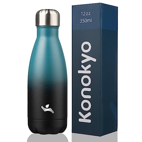 Image of Konokyo Insulated Water Bottles,12 oz Double Wall Stainless Steel Vacumm Metal Flask for Sports Travel,Indigo Black