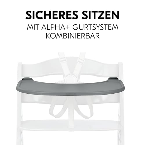 hauck Klickbrett Kompatibel mit Alpha+ & Beta+ Holzhochstuhl Alpha Click Tray, aus Recyceltem Material (GRS-zertifiziert), Schnelle Klickbefestigung am Hochstuhl, Einfach zu Reinigen (Grey)