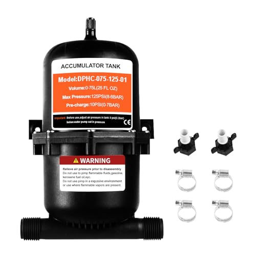 Image of Pre-Pressurized RV Accumulator Tank 0.75L 125PSI,1 /2 MNPT Port Fitting,Reduces Pump Cycling and Smooths Water Flow for Marine, RV, and Off-Grid Systems (0.75L-125PSI-Accumulator Tank)