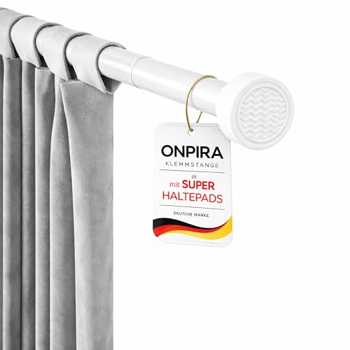 Onpira Gardinenstange ausziehbar ohne Bohren Teleskopstange in 5 Längen (40240 cm) & 3 Farben variable Teleskop-Stange für Fenster & Vorhänge Edelstahl Weiß oder Schwarz (40-60cm Edelstahl)