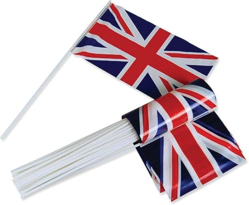24pcs Union Jack Hand Flags Waving Small Flags Royal Street Party Celebrations Sporting Events Pub BBQ Car Decorations