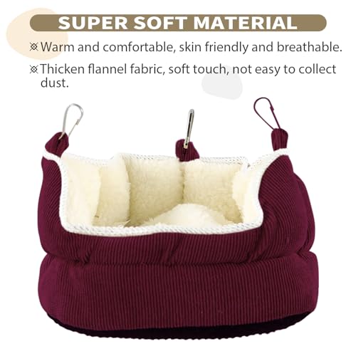 Image of QBLEEV Bird Nest House Winter Warm Bird Bed for Cage Hanging Bird Hammock Soft Plush Snuggle Hut Tent, Parrot Cage Accessories Birds Hideaway Sleeping Bed (Red, Large)