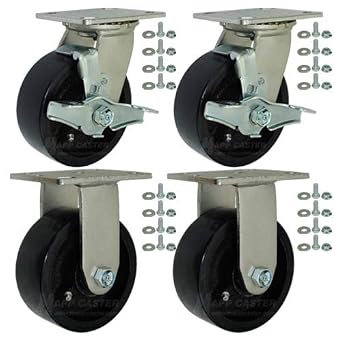 Mapp Caster Toolbox, Job Box & Gangbox 5" Polyurethane on Heavy Duty Iron Core Caster Kit with Hardware - 5,000 Lbs. Capacity Good Floor Protection