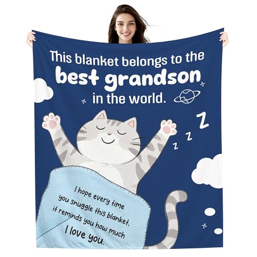 AprOcean This Blanket Belongs to The Best Grandson in The World I Hope Every time You Snuggle This Blanket It Reminds You How Much I Love You Best Grandson Reminder Gift Birthday Graduation