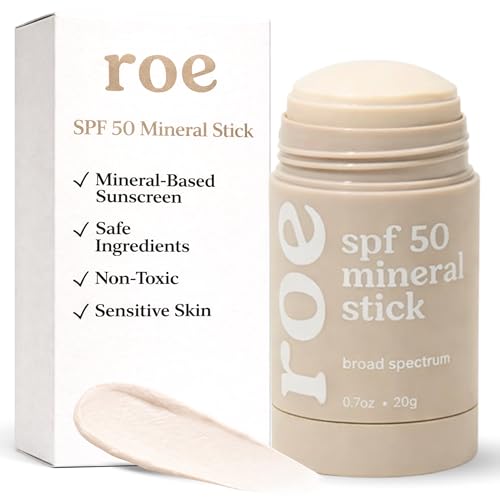 Image of Roe Wellness- Mineral Sunscreen Stick SPF 50 Reef Safe Roll-On Clean Ingredients Zinc Oxide Sun Protection | Face & Body UVA & UVB | Great For Kids, Toddlers, Newborns & Adults