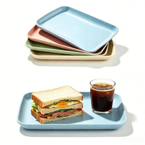 Image of 4 Pieces Plastic Kitchen Trays 23.6 x 14.2 x 2.6 cm Small Serving Trays