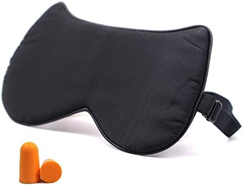 100% Silk Travel Eye Mask - Sleep Mask with Ear Plugs Cat Face 100% Light Blocking Comfortable Sleeping Mask for Kids Adjustable Strap Blindfold Night Eyeshades Blinder Travel Pouch