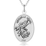 VENICEBEE Guardian Angel Charm Pendant Medal Protection Amulet Solid 925 Sterling Silver Necklace It