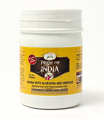 Pride Of India - Henna Hair Powder w/ Aloevera & Hibiscus, 240grams (8.5oz)
