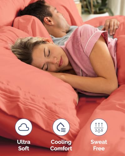 Image of CGK Linens 2 Pack Extra Deep King Fitted Sheets - Coral