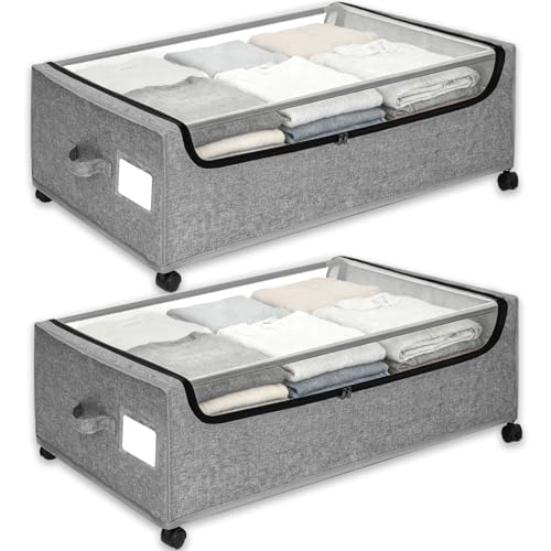 Under Bed Storage with Wheels, 2-Pack Under the Bed Storage