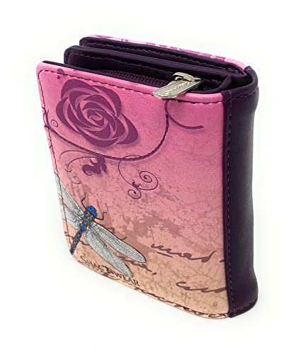 Shag Wear Vintage Dragonfly Small Insect Wallet for Women and Teen Girls Vegan Faux Leather 4.5" Purple2
