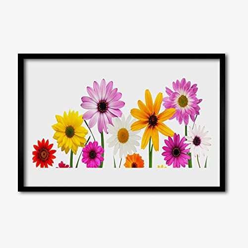 Affiche fleurs de nature colorées cadre MDF 60x40