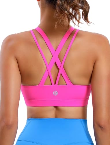 Image of RUNNING GIRL Sports Bras for Women,Padded Strappy Sports Bras Criss-Cross Back Medium Support Sports Bras with Removable Cups