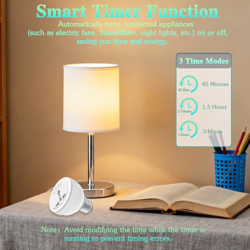 E26/E27 Light Socket Outlet Adapter with 3 Auto-Off Smart Timer Setting & Night Light,Light Bulb with Plug Outlet for US/EU/UK/in Plugs,Support Power Rating 1250W Max for Bedroom, Hallway or Bathroom - Image 4