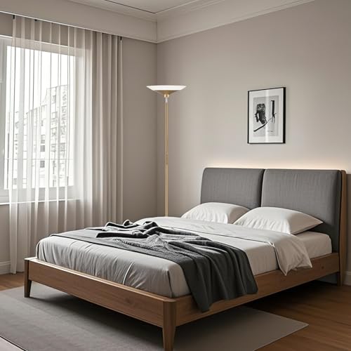 Image of SIBRILLE Torchiere Floor Lamp - 72 inch Tall LED Standing Lamp with Remote /Button Control, 1800Lm, 3000-6500K, 30W Dimmable Modern Corner Floor Light for Living Room Bedroom Office Apartment, Golden