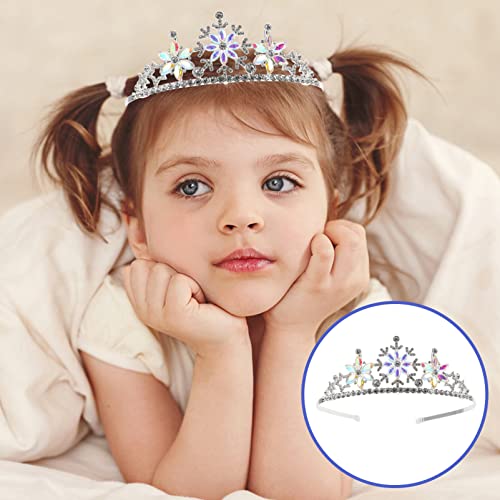 FRCOLOR Snowflake Rhinestone Crown, Christmas Snowflake Headband Tiara Kids Princess Crown Silver, 16x12.5cm - Image 2