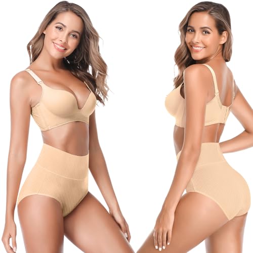 Image of Women's High Waist Cotton Underwear - Soft, Super Stretchy Briefs, Full Coverage Panties