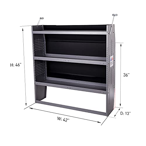 AA Products Inc. SH-4604(3) Steel Low/Mid/High Roof Van Shelving Storage System Fits Econoline, Transit, GM, NV, Promaster, Sprinter and Metris, Set of 3 Van Shelving Units 42\" W x 46\" H x 13\" D - Thumbnail 2