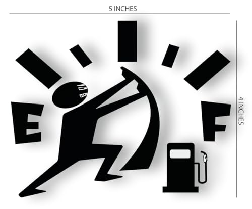 Image of Funny Gas Gauge Car Decal, Fuel Tank Empty Design, High Gas Consumption for Cars, Vans & Trucks, 5 x 4 inches, Black
