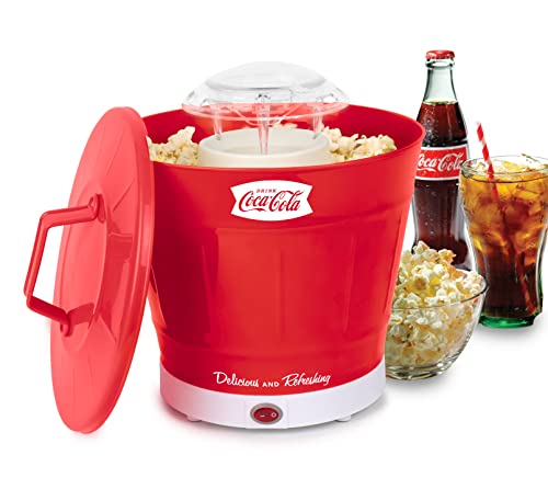 Nostalgia Coca-Cola Hot Air Electric Popcorn Bucket With Lid, 24 Cup, Healthy Oil Free Popcorn With A Removable Serving Bucket For Easy Snacking, Coke Red #TOP5