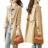 [Ｋａｙｉｙａｓｕ] トレンチコート レディース スプリングコート アウター コート 通勤 春 秋 着痩せ ロング丈 体型カバー カジュアル 大きいサイズ M-2XL(M カーキ)