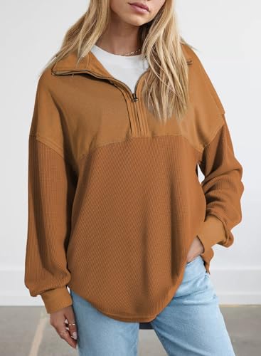 Image of SHEWIN Women Fall Sweatshirt Casual Half Zip Pullover Fall Top 2026 Clothes