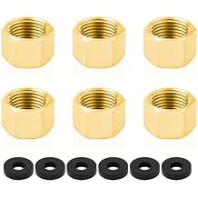 6pcs Brass Pipe Cap with Rubber Gasket, 3/8" NPT Female Pipe Plug Hex Thread Head Cap Stop Valve Cap Male End Cap Gas Line Cap Plumbing Fittings for Water Line