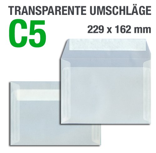 25 transparante enveloppen, C5 = 229 x 162 mm, zelfklevende strips, 100 g/m² - Afbeelding 5