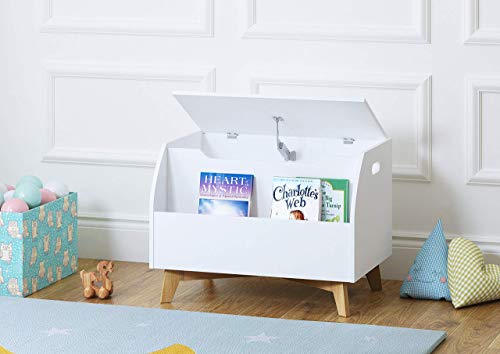 Image of UTEX Children Toy Box with Front Book Storage Area, Kids Toy Storage Bench, White
