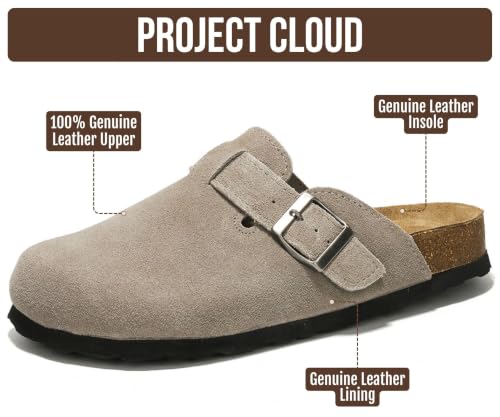 Image of 100% Genuine Leather Slip-on Footbed Clogs for Women - Fall Shoes for Women