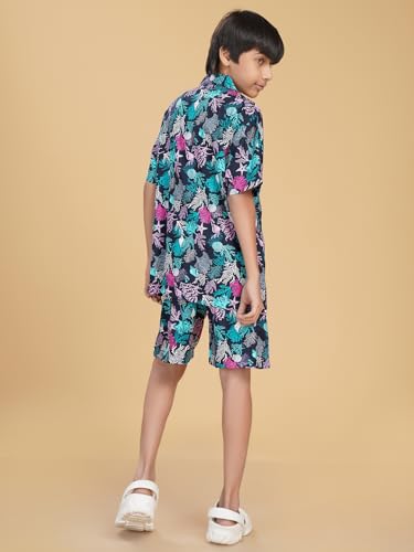 Image of Ninos Dreams Boys Cotton Rayon Halfsleeves Coord Set with Shirt & Shorts /Boys Vacation wear /boys co ord set /Boys Tropical print Shirt & Shorts set /Boys Clothing Set