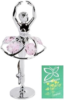 Crystocraft Chrome Plated Ornament Ballerina with pink crystals From Swarovski®