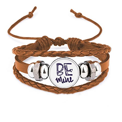 Bracelet en cuir véritable avec gravure Be Mine, un bijou artisanal haut de gamme
