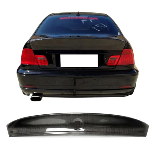 IKON MOTORSPORTS, Trunk Spoiler Compatible with 2000-2006 BMW E46 3 Series Coupe & 2001-2006 BMW M3 Coupe, CSL Style Rear Spoiler Real Carbon Fiber, 2000 2001 2002 2003 2004 2005