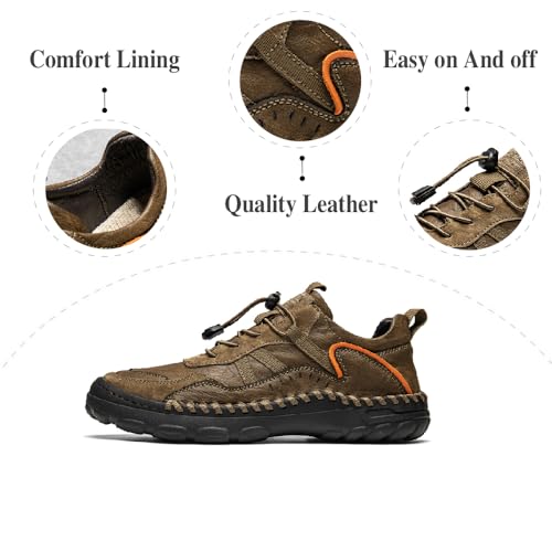 Mens Casual Walking Shoes Leather Oxfords Breathable Fashion Loafers Lightweight Non-Slip Sneakers2