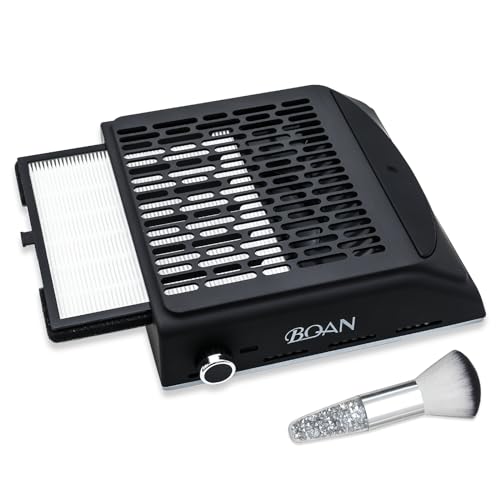 BQAN Nail Dust Collector for Manicure, 80w Extractor Vacuum Dust Collector Powerful Nail Fan, with 1pcs Nail dust Brush, Black