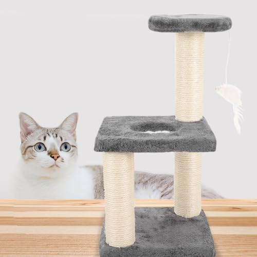 Rascador vertical para gato con poste de sisal resistente miniatura 5