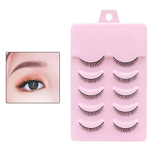5Pcs False Eyelashes 8mm Short Fake Mink Lashes Enlarge Eyes Natural Perfect Fitting Artificial Fiber Extensions Eye Lashes Fake Lashes, Women