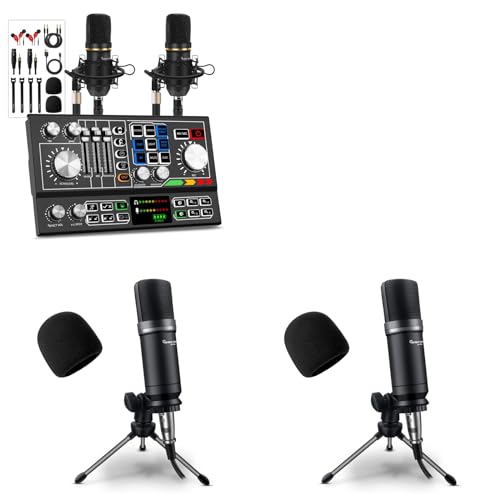 Podcast Equipment Bundle with 4 Studio Condenser Microphone