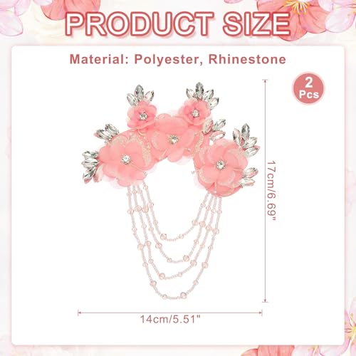 Aplicaciones de flores con rhinestone rosa para transformar y decorar trajes de fiesta de boda 3
