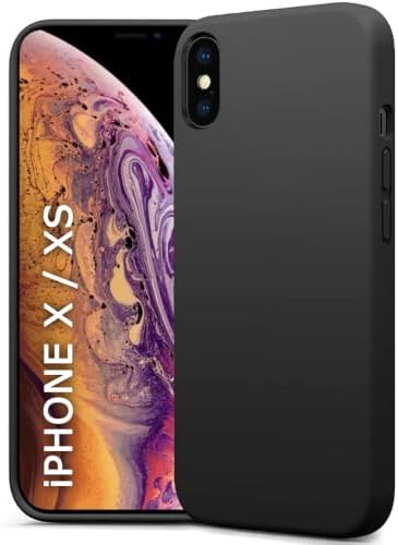 TheGiftKart Liquid Silicone Back Cover Case for iPhone X/XS | Soft Micro-Fibre Lining Inside | Camera & Screen Protection | Shockproof Back Cover Case for iPhone X/XS (Silicone, Black)