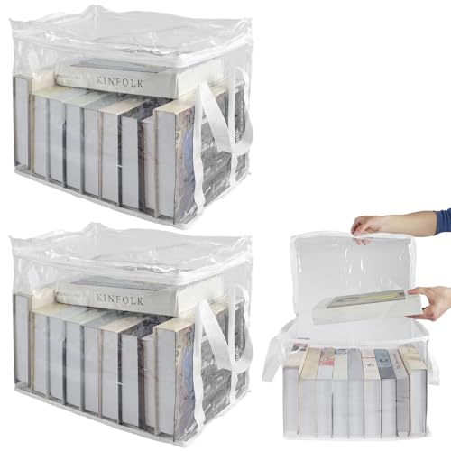 3 Pcs Clear Storage Bags for Book, Clear Clothes Storage Bags with Zipper and Handle Clear Zippered Storage Bag Portable Blanket Storage Bags Clear Moving Bag for Home Dorm Sheets Clothes Toys