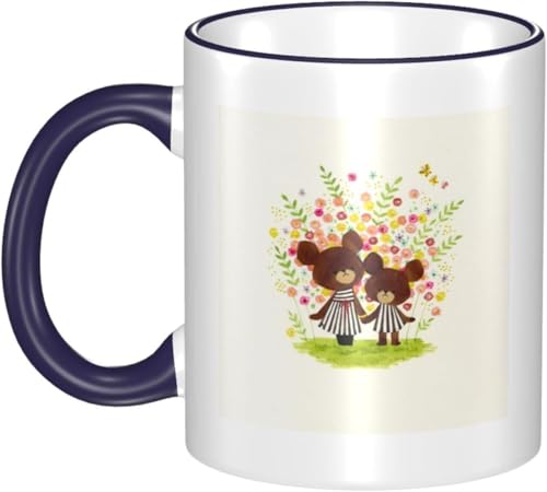 男女贈り物くまのがっこう9 耐熱カップ セラミック ティーカップ 陶器 マグ マグカップ コーヒーカップ かわいい セラミック おしゃれコップ かわいい 景品 マグ 贈答品 Navy Blue