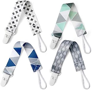 Dummy Clip Boys, 4 Pack Pacifier Holders Leashes Set, Fits All Pacifiers Baby Teething Toys, Baby Shower