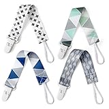 Dummy Clip Boys, 4 Pack Pacifier Holders Leashes Set, Fits All Pacifiers Baby Teething Toys, Baby Shower…