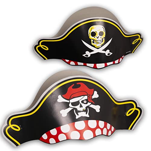 Funny Pirate Party Hats 48 PC Set – Pirate BirthdayParty Favors for Kids - 12 Pirate Hats, 12 Patches, 12 Swords, 12 Telescopes