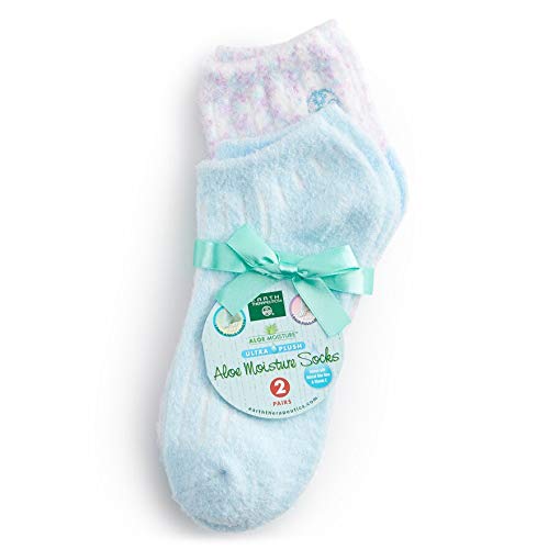 Earth Therapeutics 2-Pack Aloe Moisture Socks - Blue Striated & Confetti